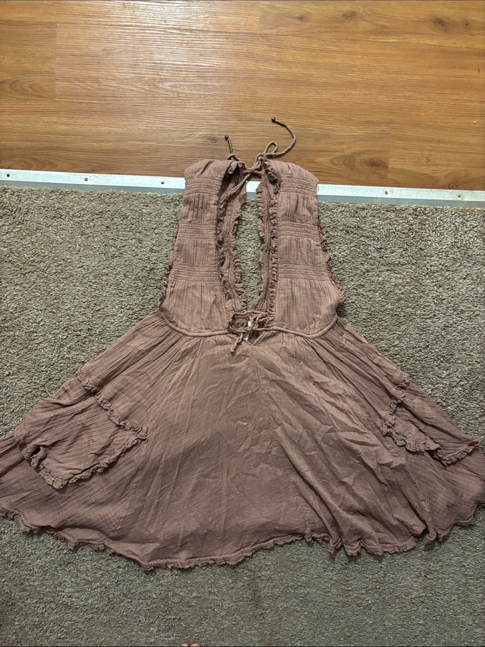 Free People Womans Sm Boho Lightweight Mauve Halter Tunic Dress Like New